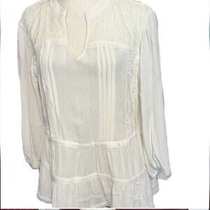 Cloth & Portrait Ivory Tiered Peasant Bohemian Top Size Large NWT